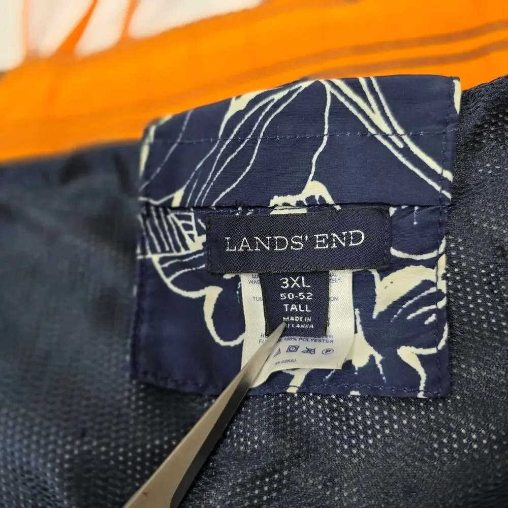 Lands End 3XL Tropical Board Shorts Drawstring  Quick Dry Swim Trunks Pockets
